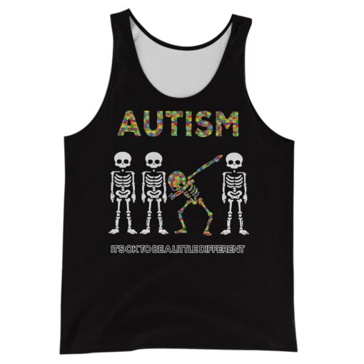 Skull it's ok to be a little different autism awareness full over print tank top