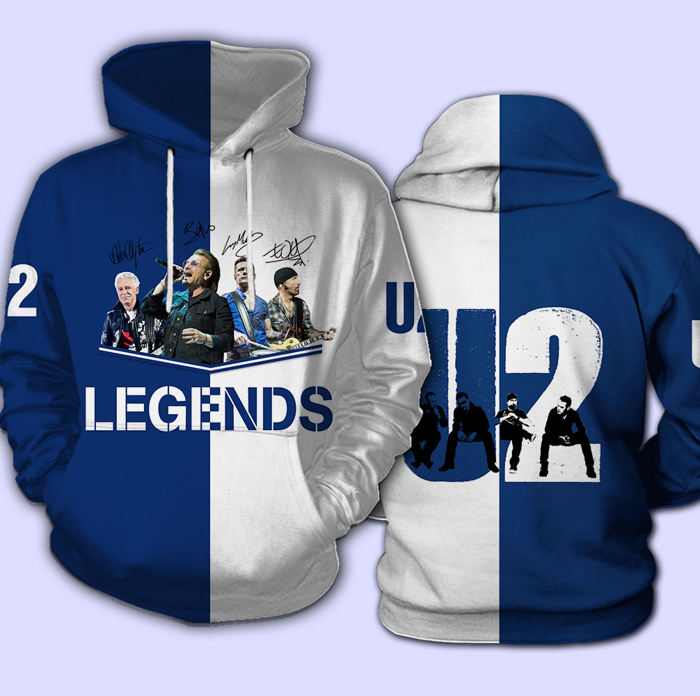 U2 legends signatures full over print hoodie