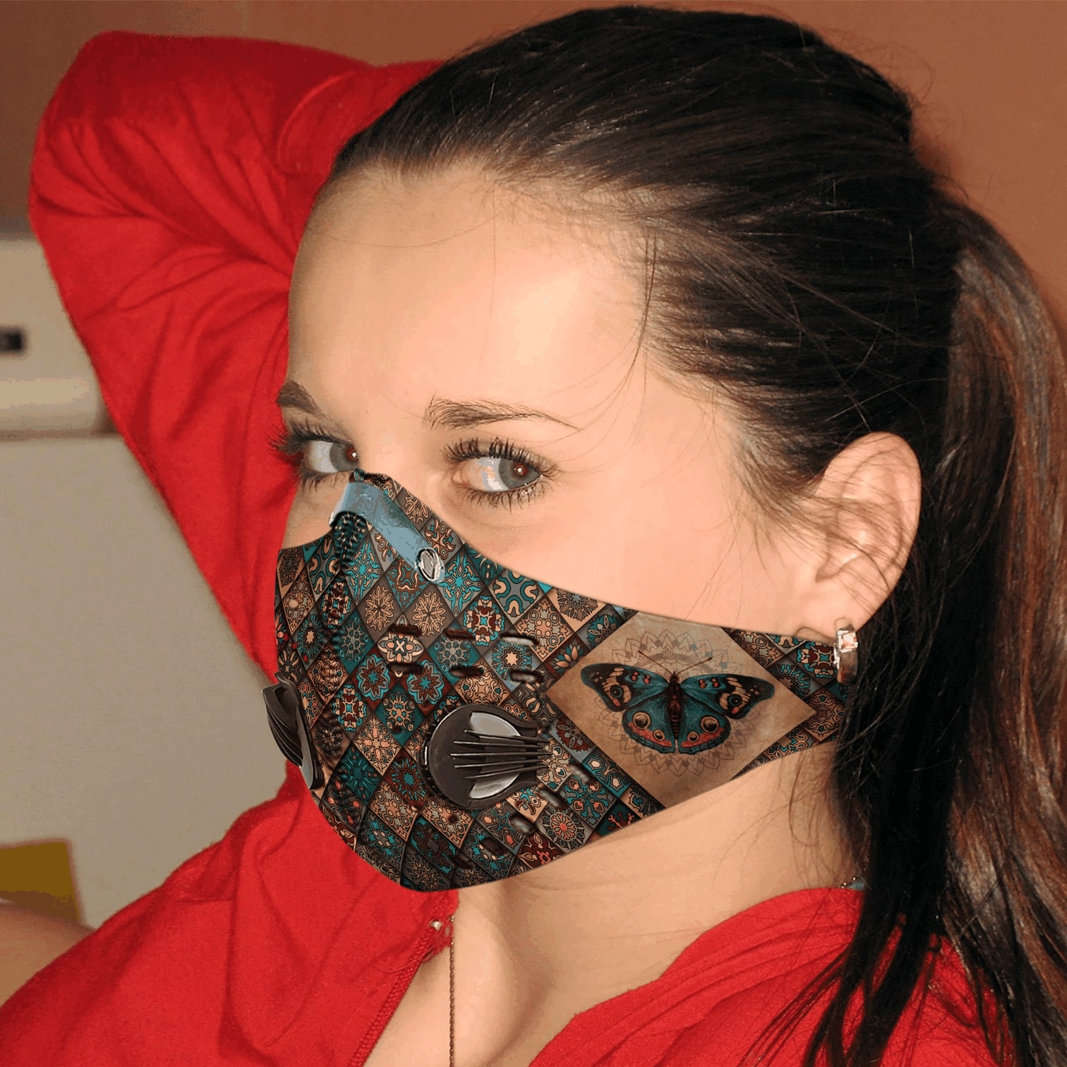 Vintage butterfly carbon pm 2,5 face mask 2