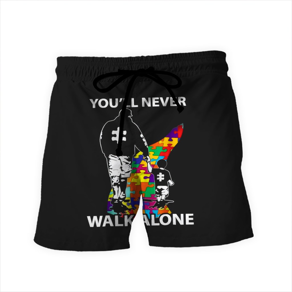 You'll never walk alone autism awareness full over printed shorts
