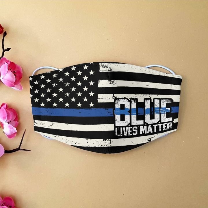 American flag blue lives matter police officer anti-dust face mask 2