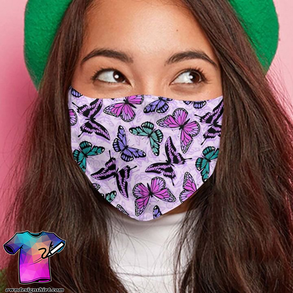 Butterfly purple anti-dust cotton face mask