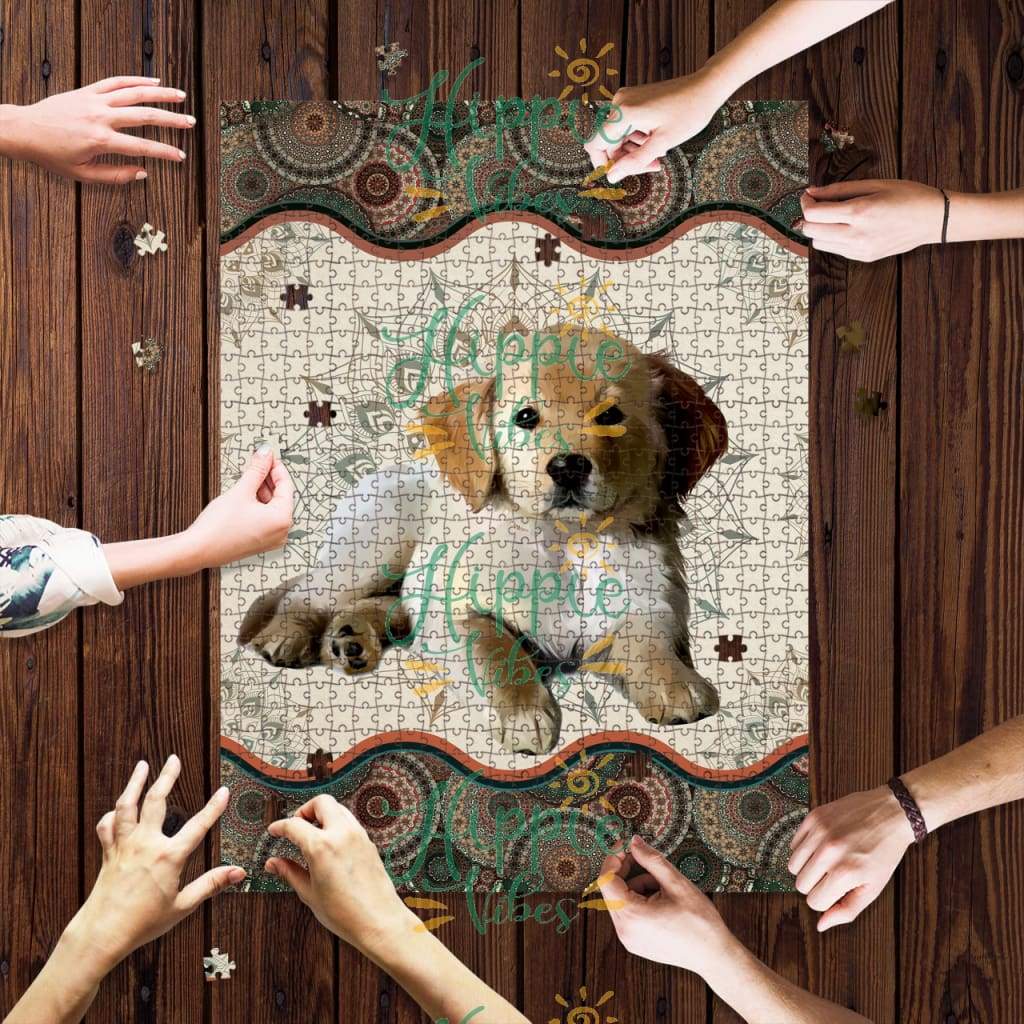 Golden retriever mandala jigsaw puzzle 1