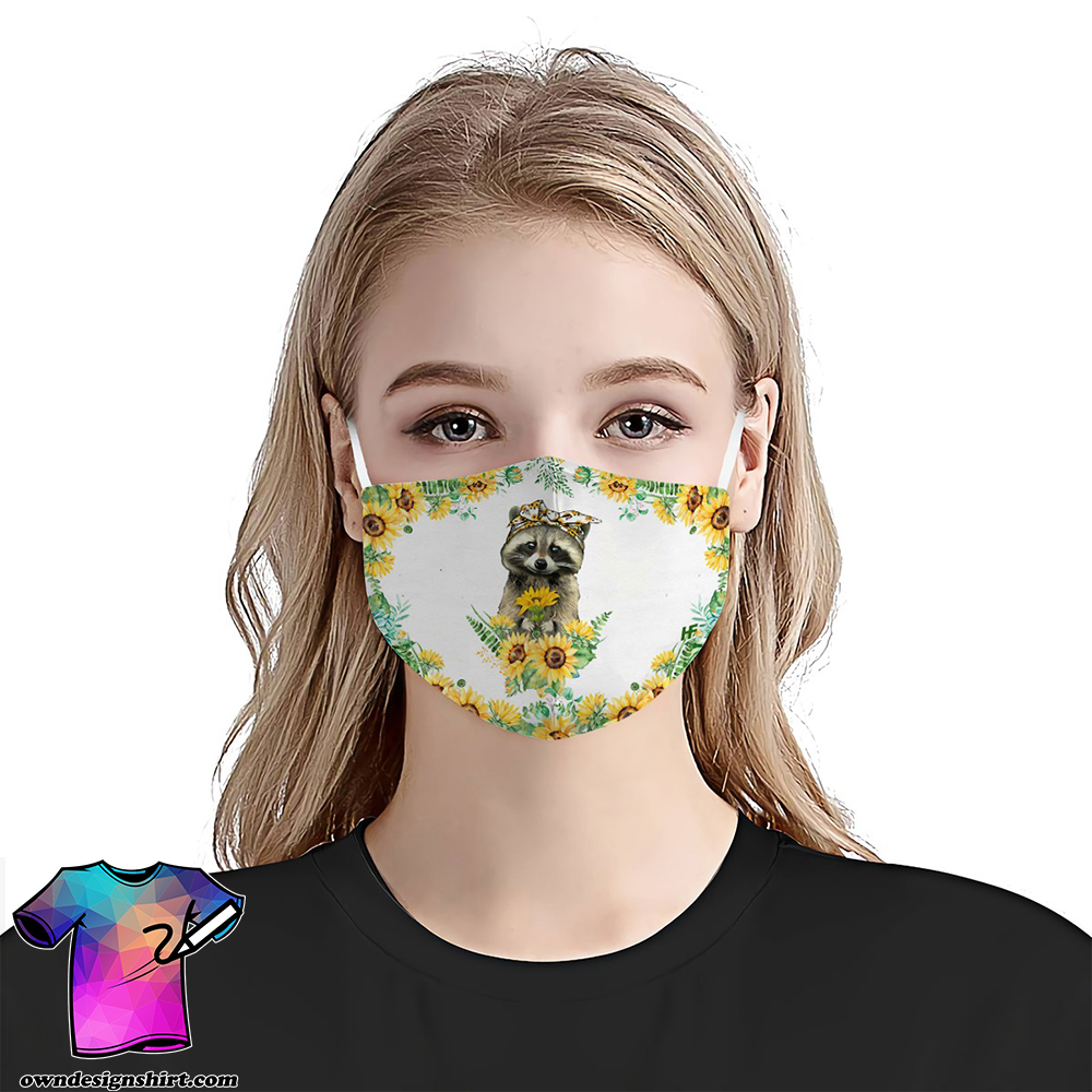 Raccoon sunflower anti-dust cotton face mask