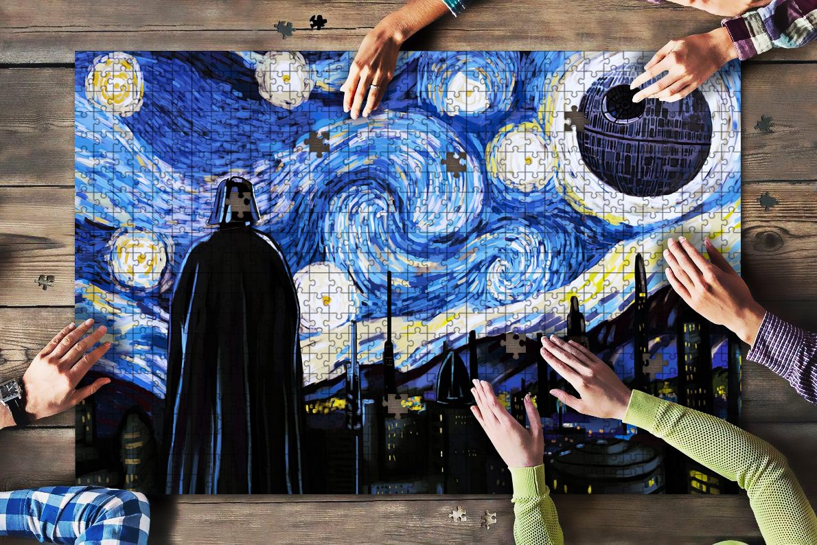 Vincent van gogh starry night darth vader and death star jigsaw puzzle 1
