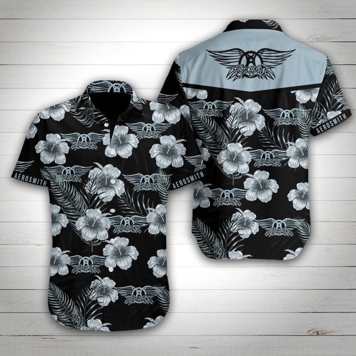Aerosmith tropical flower hawaiian shirt 1