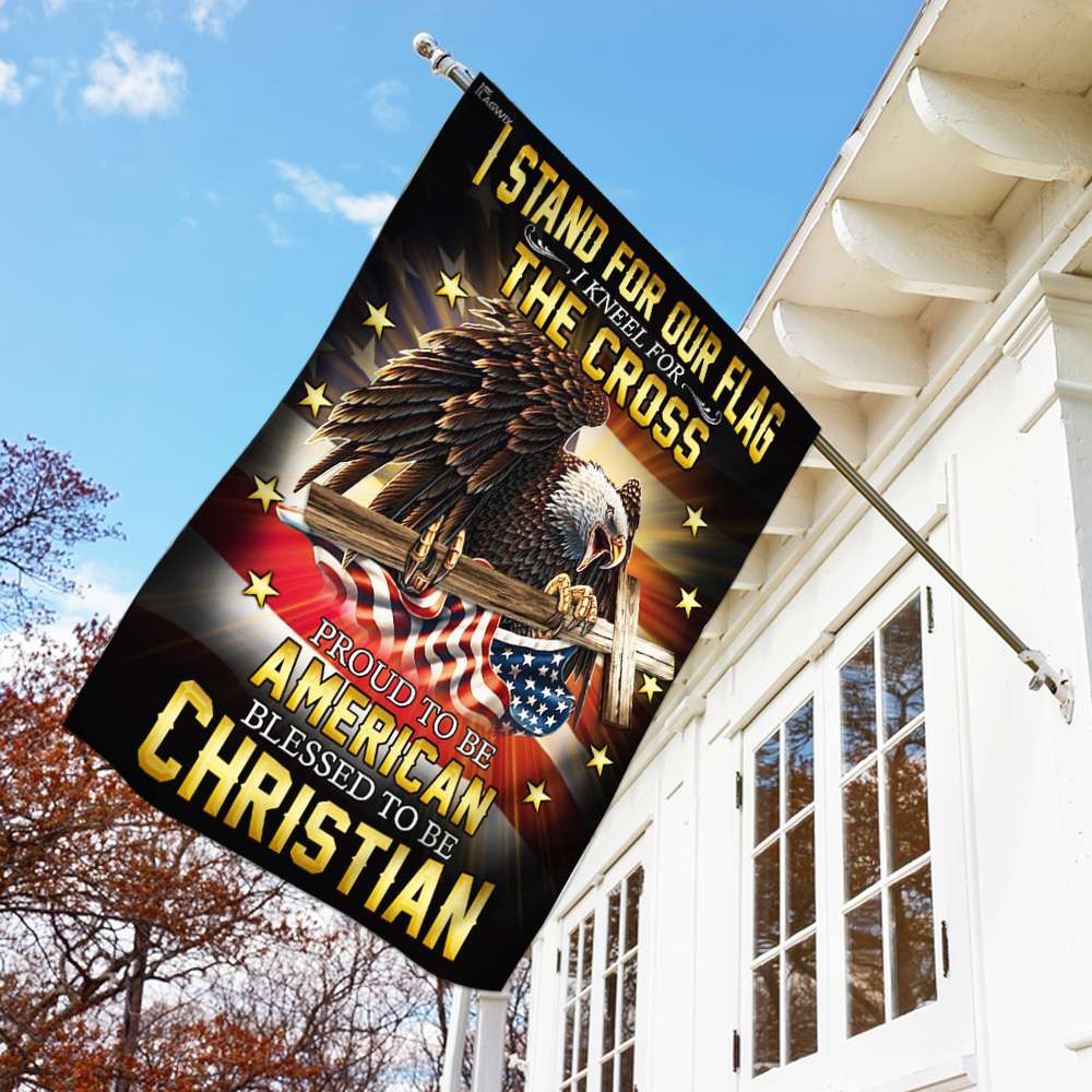 I stand for our flag i kneel for the cross american eagle christian cross flag 1