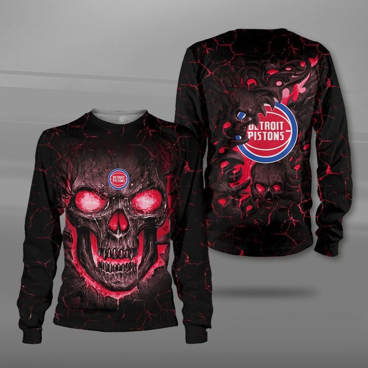 NBA detroit pistons lava skull full printing sweatshirt