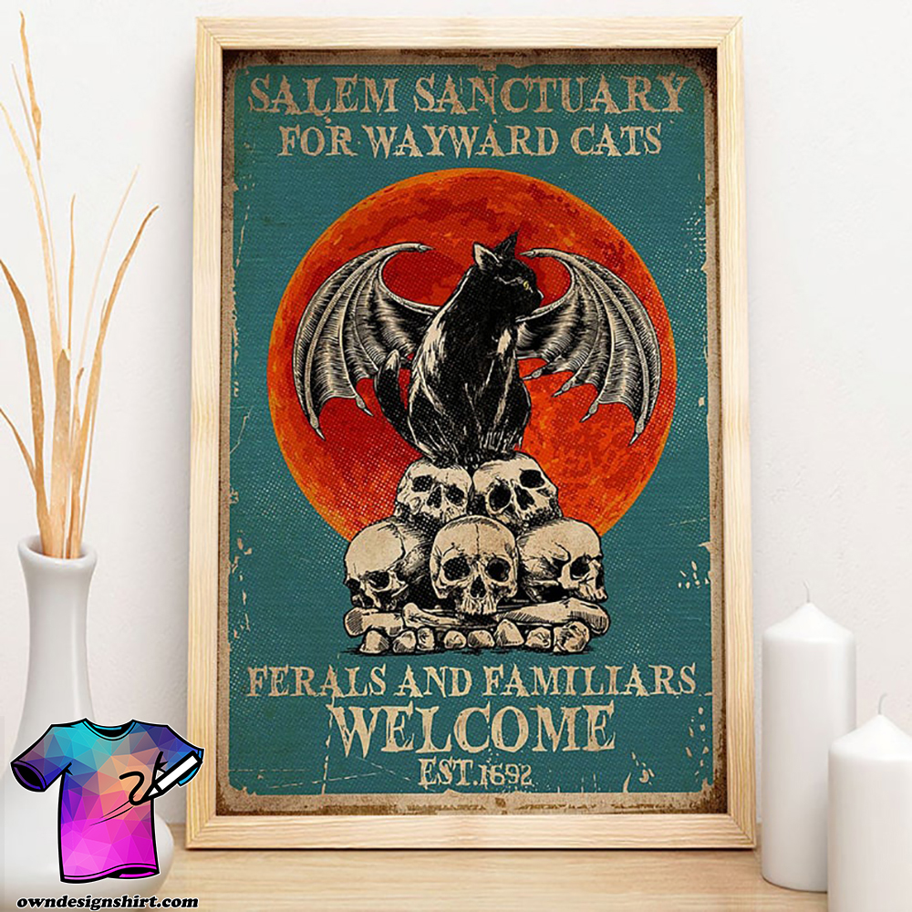 Black cat salem sanctury for wayward cats feral and familiar est 1962 halloween poster