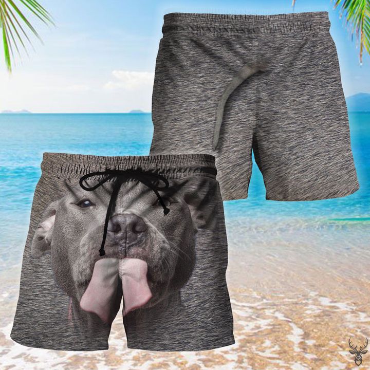 Pitbull dog hawaiian shorts 1
