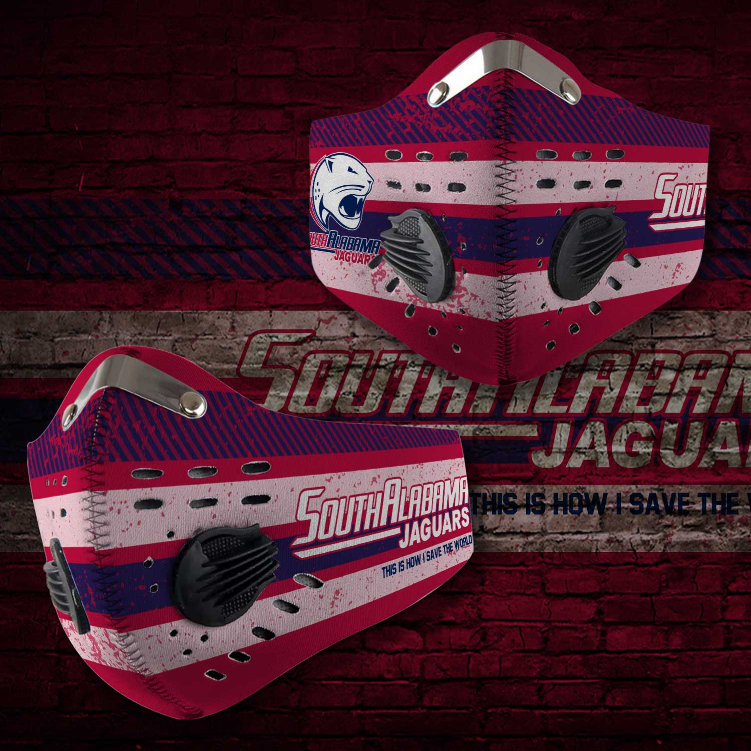 South alabama jaguars this is how i save the world face mask 1
