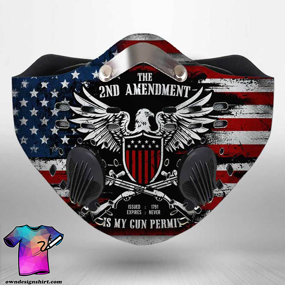 The second amendment american flag filter activated carbon face mask