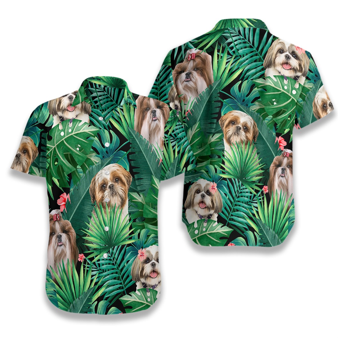 Tropical shih tzu hawaiian shirt 1