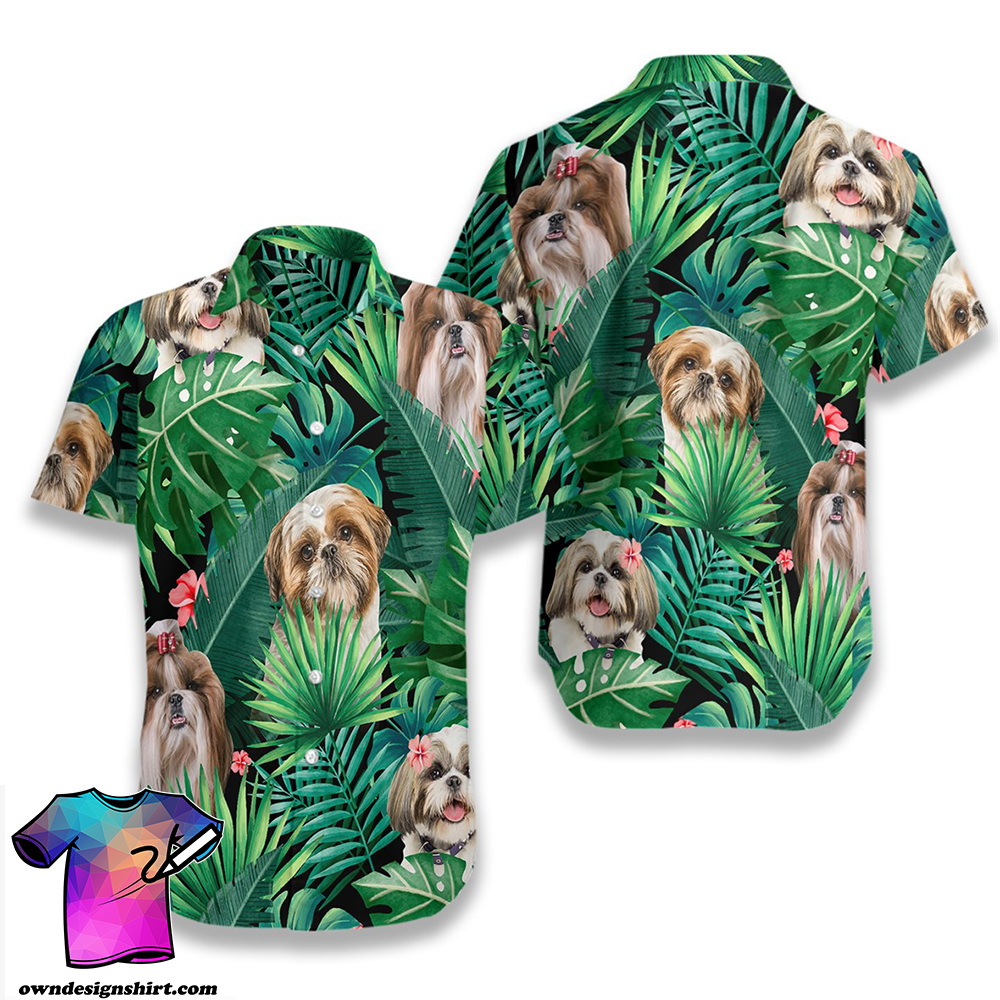 Tropical shih tzu hawaiian shirt
