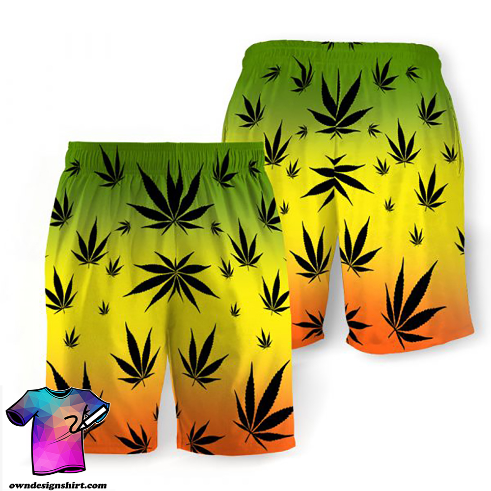 Weed leaf cannabis hawaiian shorts