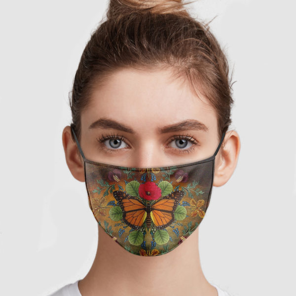 Butterfly and flower vintage anti pollution face mask 1