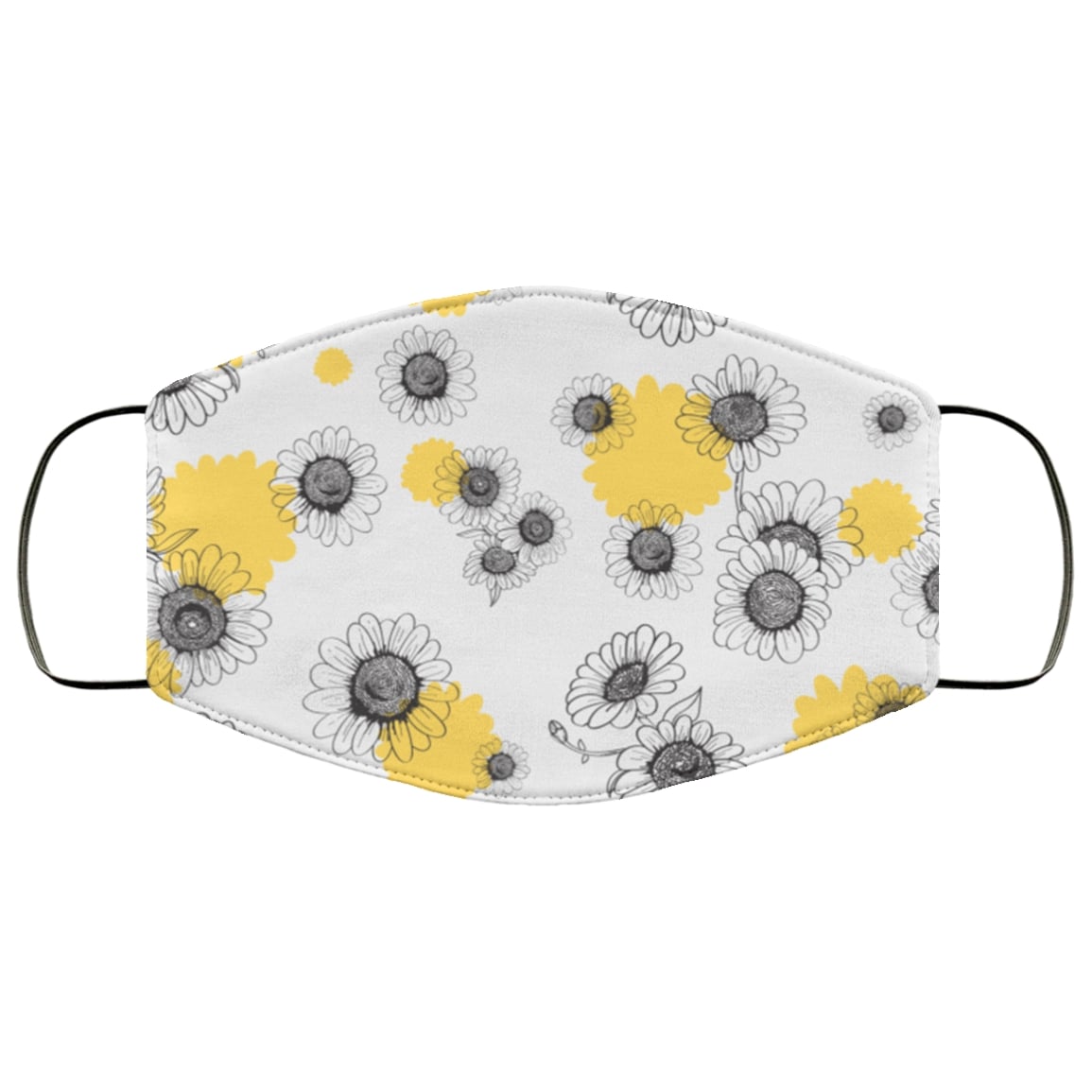 Daisy flower all over printed face mask 1