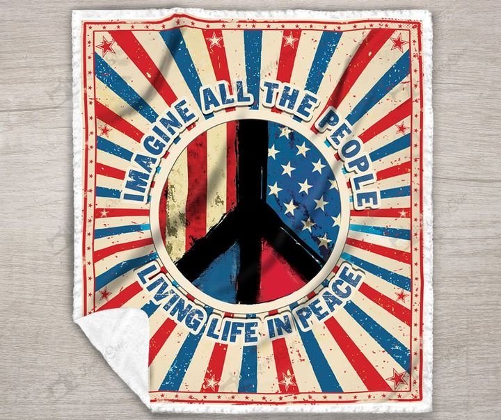 Imagine all the people living life in peace symbol full printing blanket 4