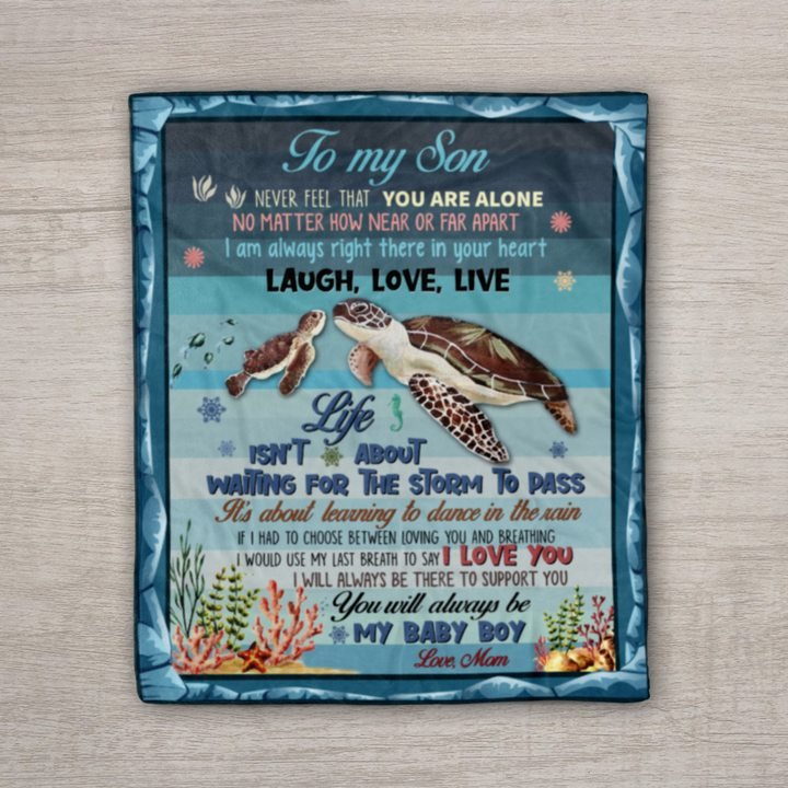 Turtle to my son you will always be my baby boy love mom blanket 4