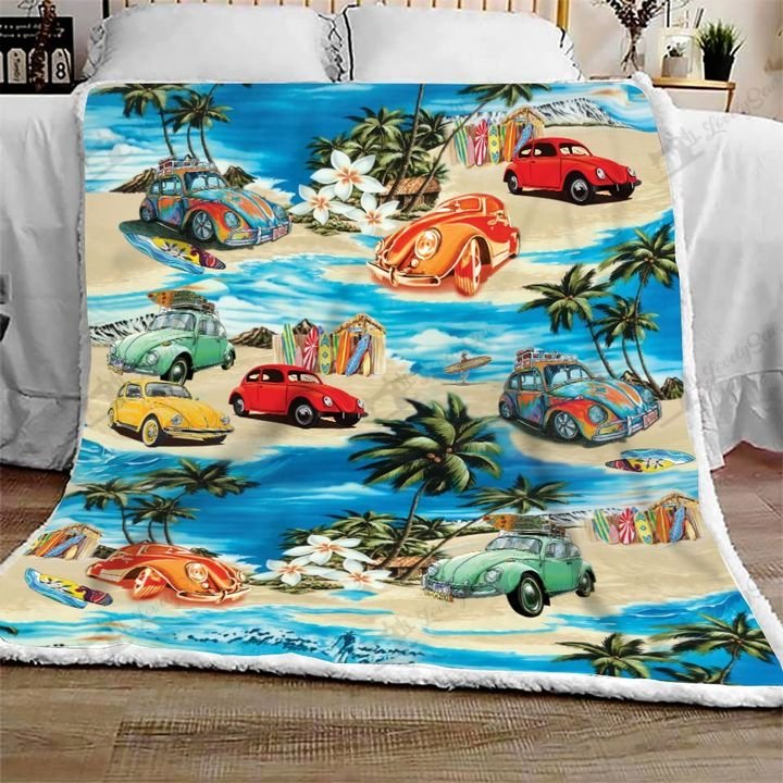 Volkswagen beetle hawaiian beach full printing blanket 1