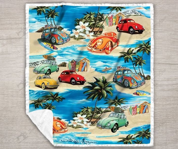 Volkswagen beetle hawaiian beach full printing blanket 3
