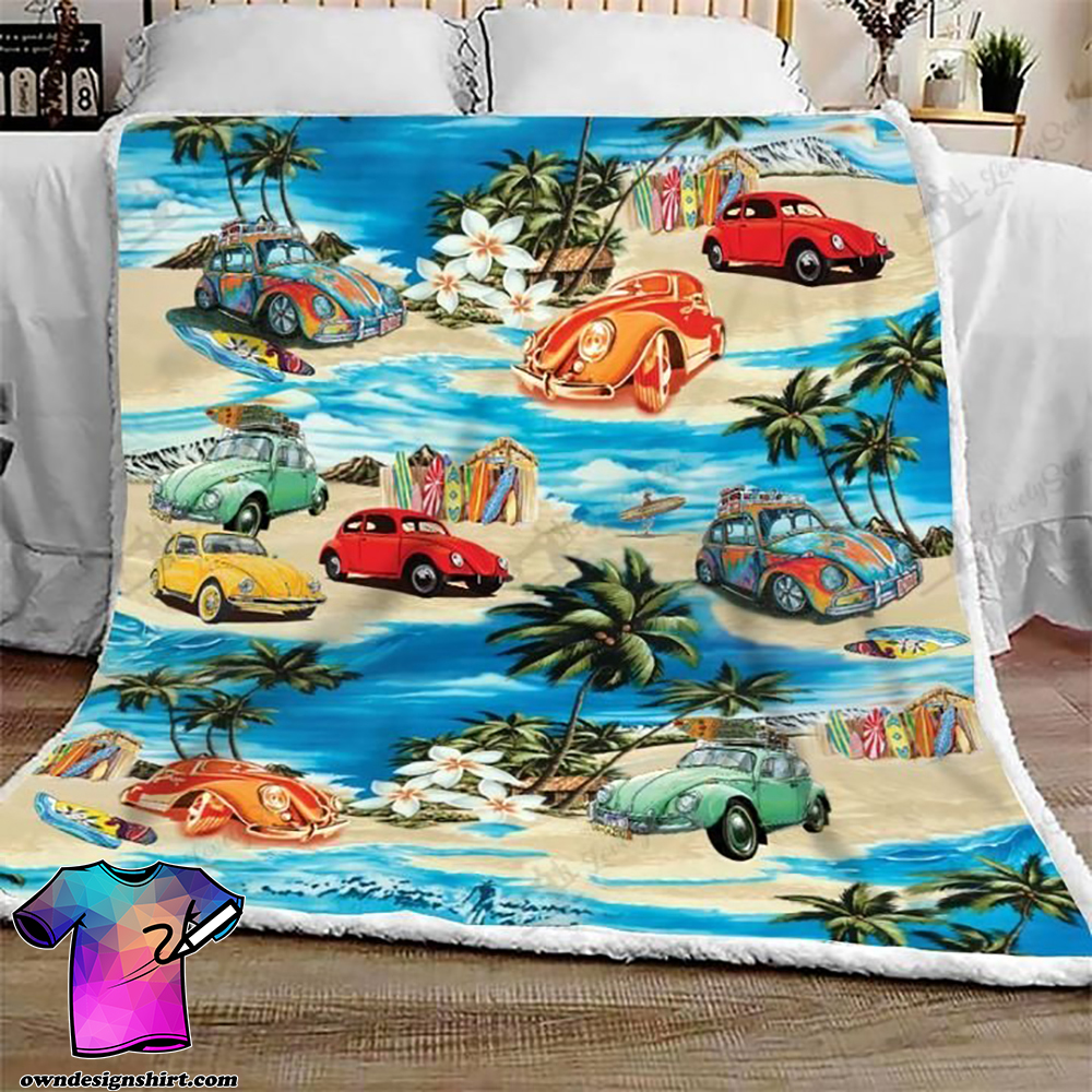 Volkswagen beetle hawaiian beach full printing blanket