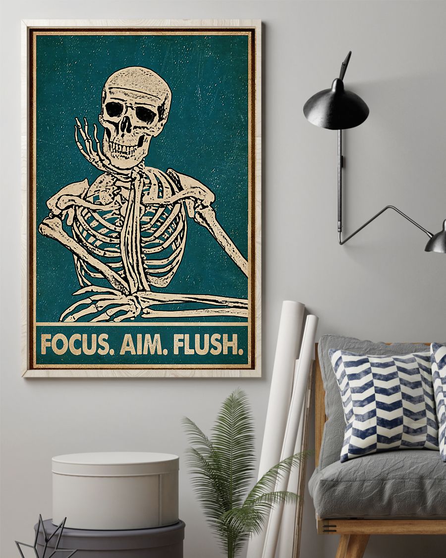 focus aim flush skeleton vintage poster 2