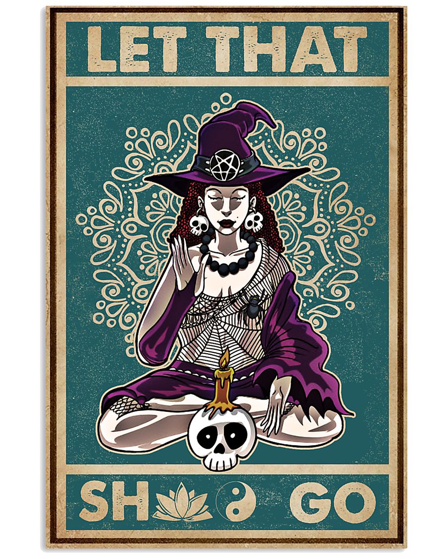 halloween let that shit go witch yoga vintage poster 1