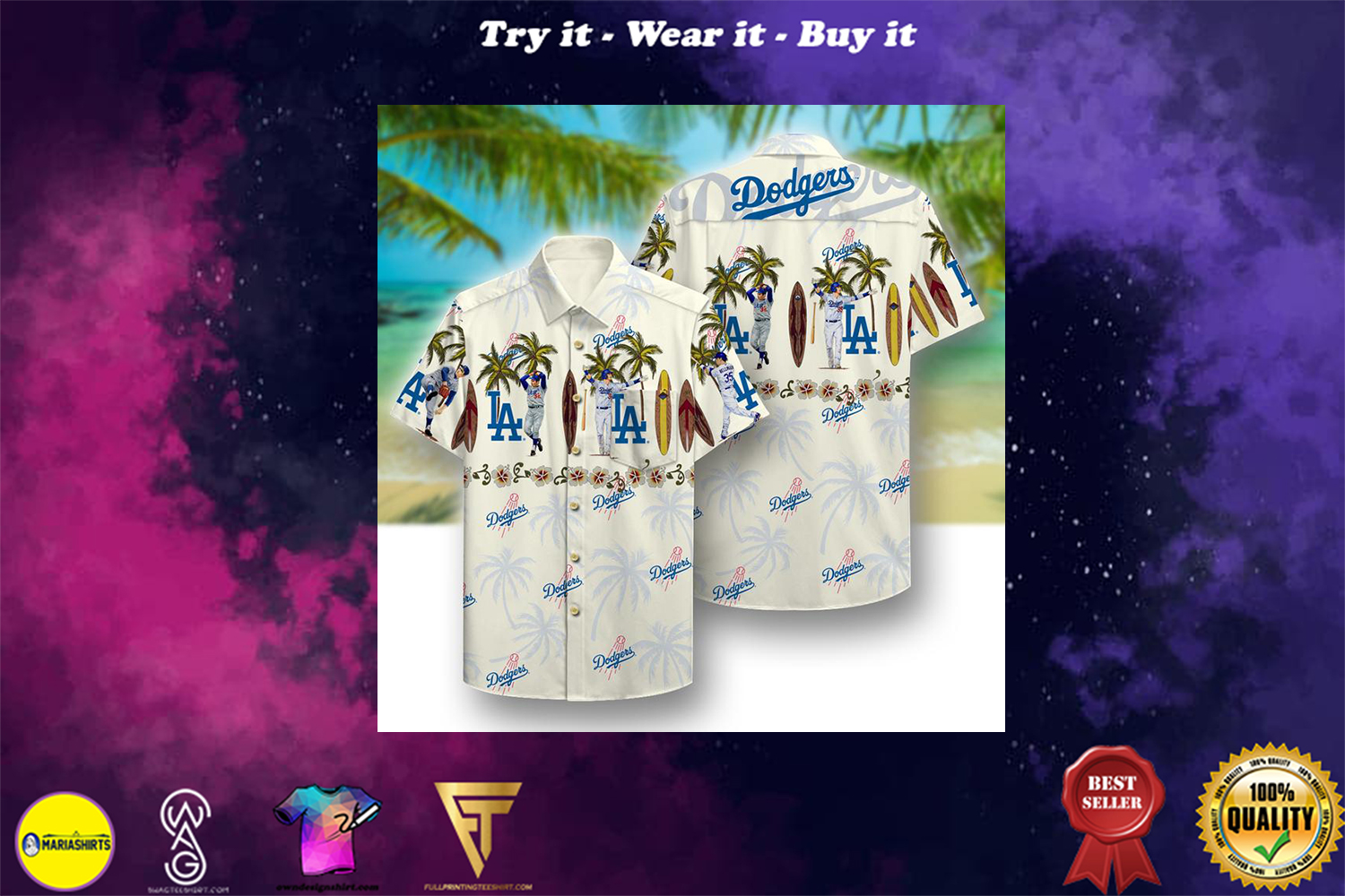 los angeles dodgers aloha tropical full printing hawaiian shirt - Copy (2)