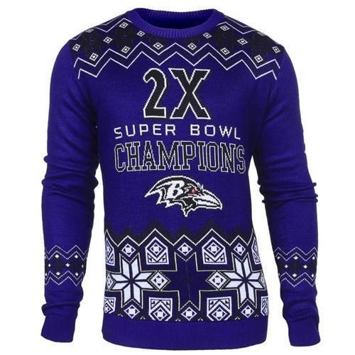 baltimore ravens super bowl champions ugly christmas sweater 1