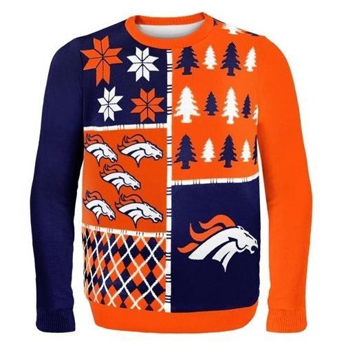 denver broncos busy block ugly christmas sweater 1