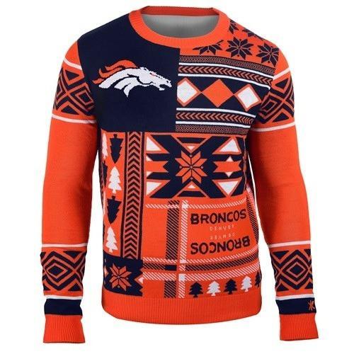 denver broncos patches ugly christmas sweater 1