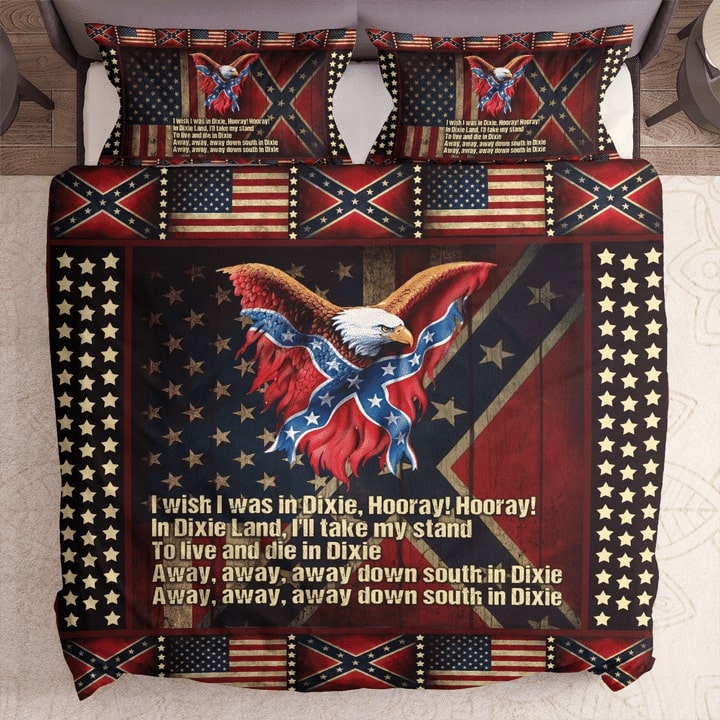 eagle with american and confederate flag bedding set 1
