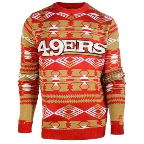 san francisco 49ers aztec print ugly christmas sweater 1
