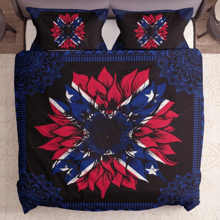 sunflower and confederate flag bedding set 1