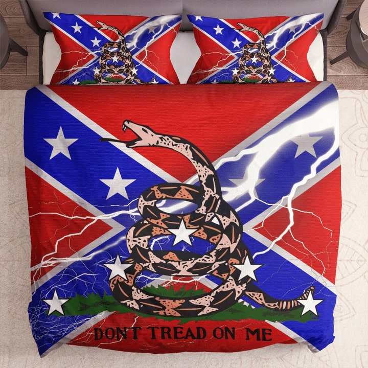 the gadsden flag and confederate flag bedding set 1