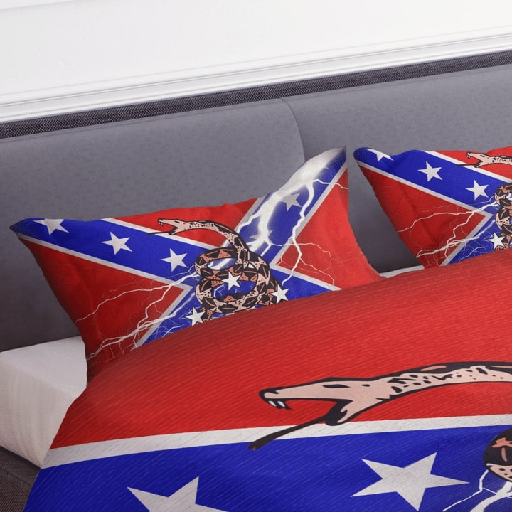 the gadsden flag and confederate flag bedding set 4