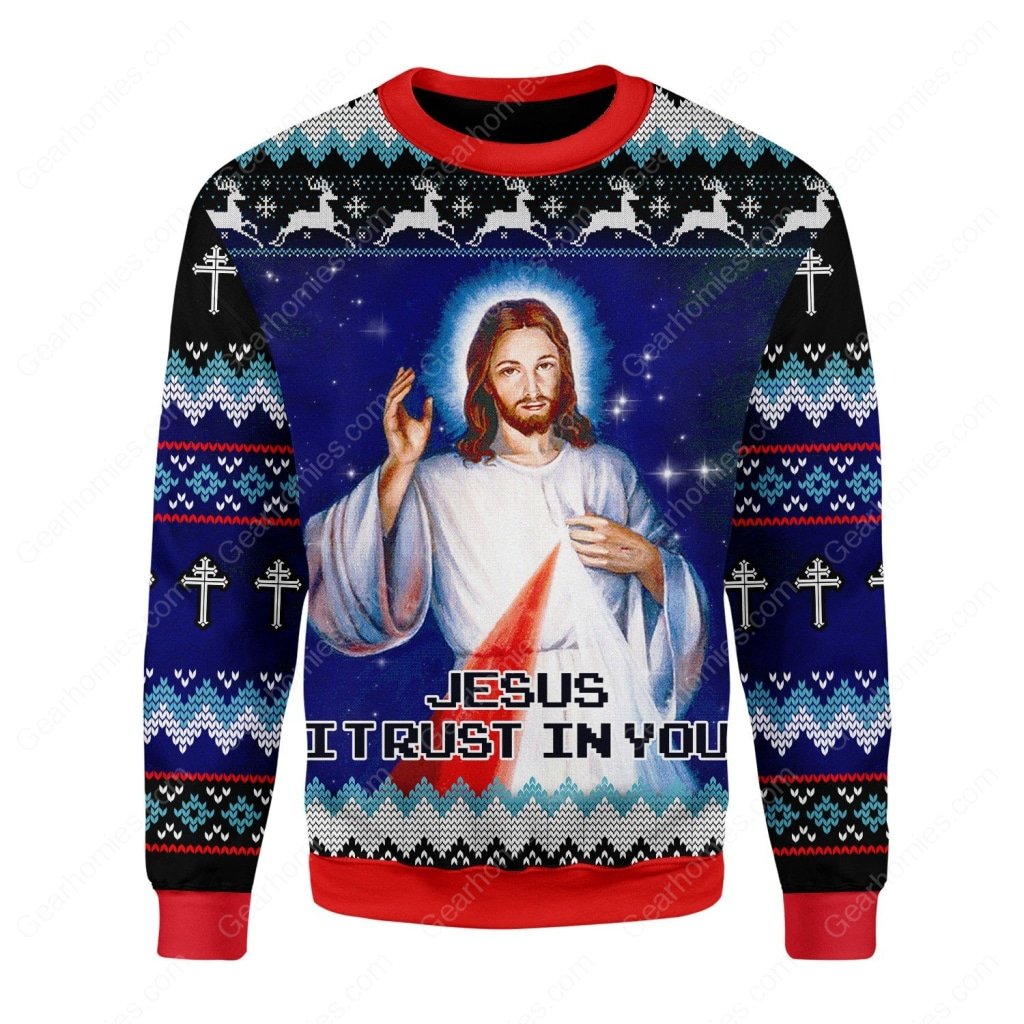 Jesus i trust in you all over printed ugly christmas sweater 2