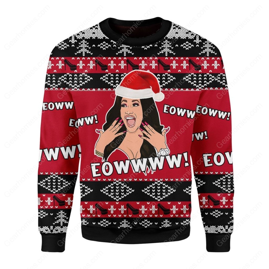 cardi b eowwww all over printed ugly christmas sweater 2