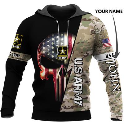 custom name us army skull american flag camo full over printed hoodie 1