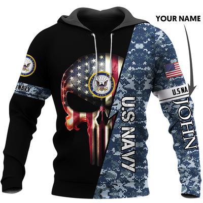 custom name us navy skull american flag camo full over printed hoodie 1