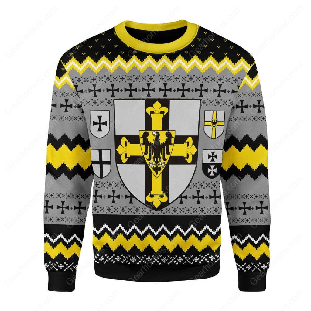 grand master of the teutonic order all over printed ugly christmas sweater 2