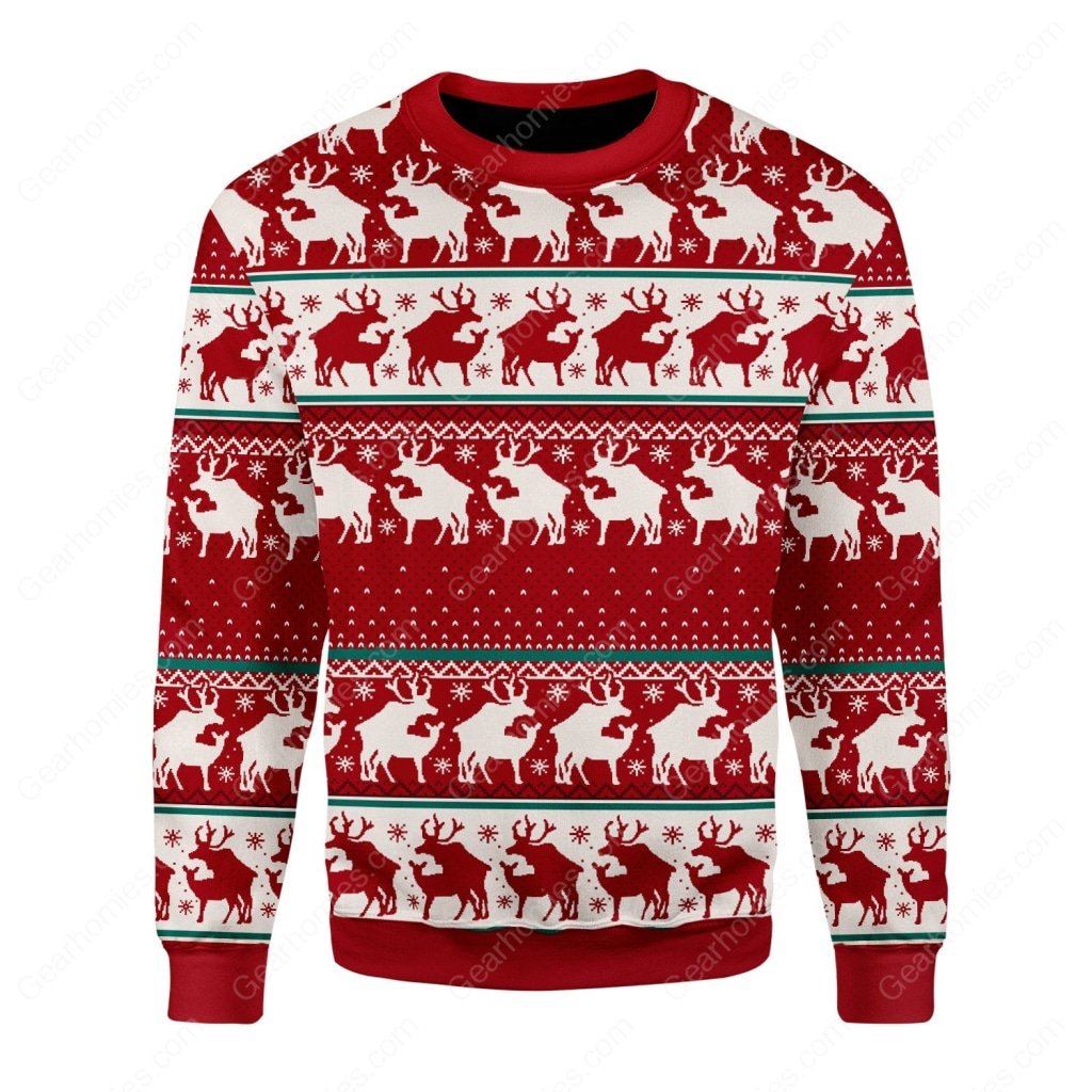 reindeer all over printed ugly christmas sweater 2