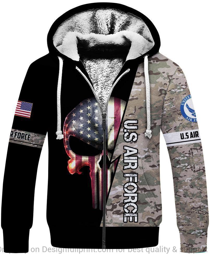 skull the united states air force camo full over printed fleece hoodie 1