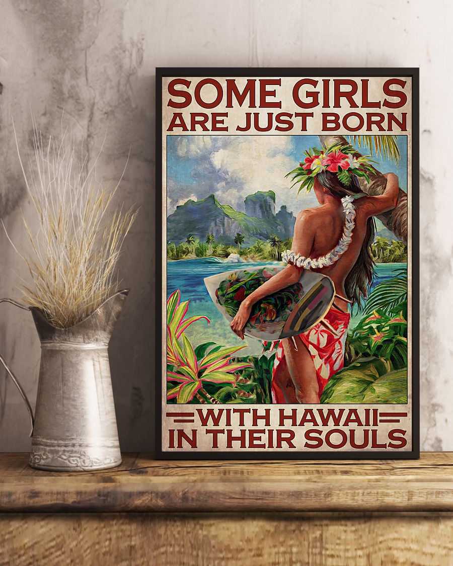 some girls are just born with hawaii spirit in their souls vintage poster 3
