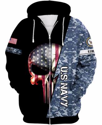 us navy skull american flag camo full over printed shirt 2