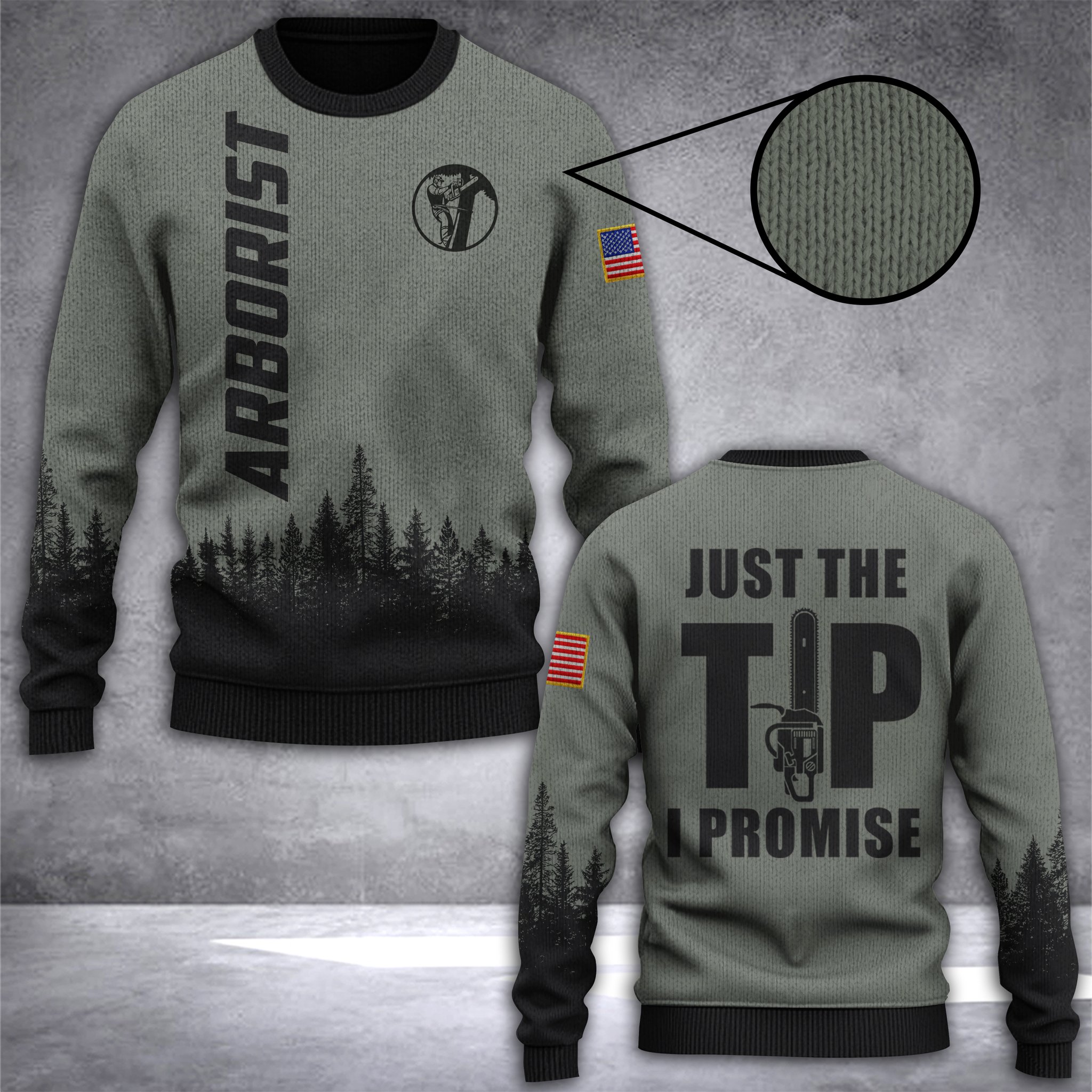 arborist just the tip i promise all over print ugly christmas sweater 2