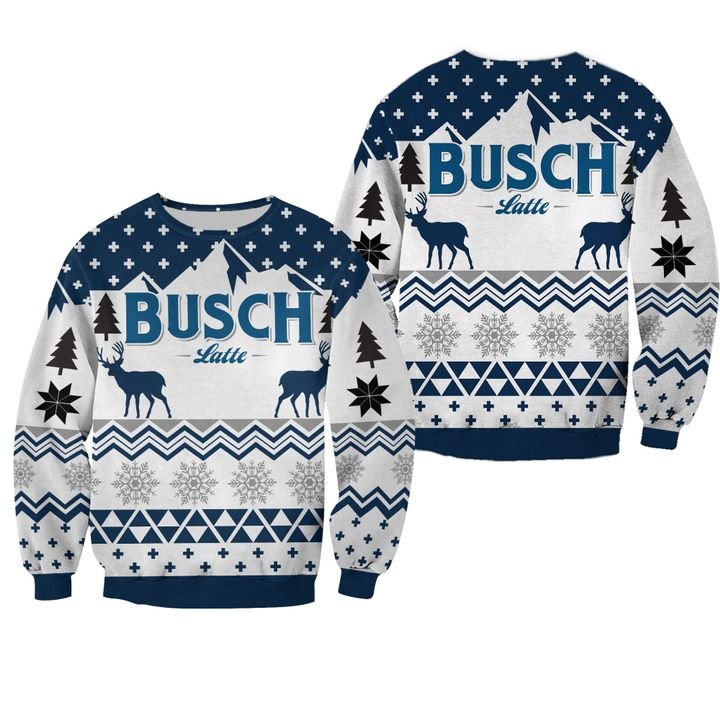 busch light beer deer all over printed ugly christmas sweater 2