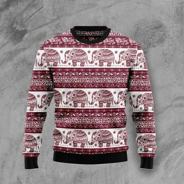 elephant mandala all over printed ugly christmas sweater 2