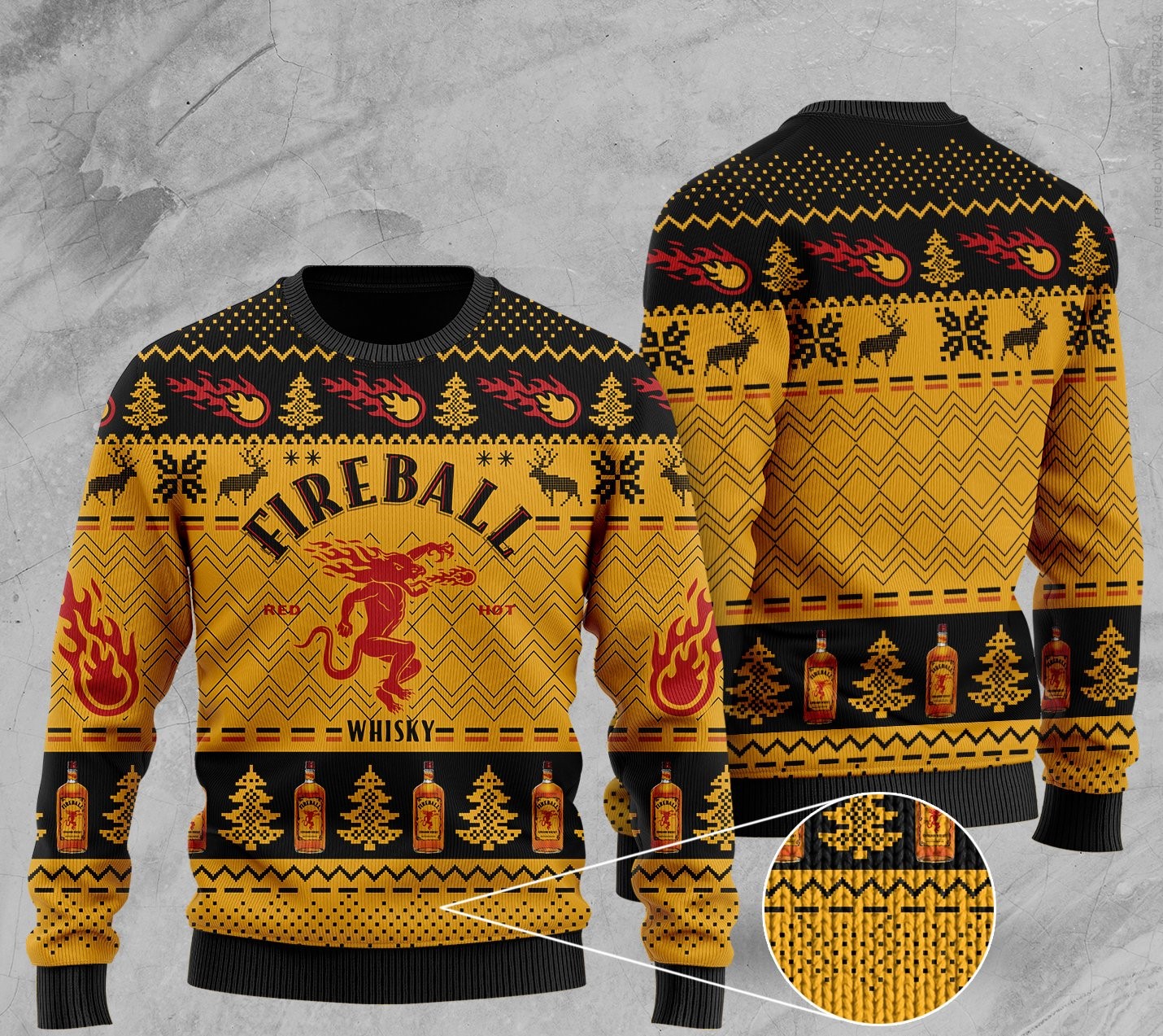fireball cinnamon whisky all over print ugly christmas sweater 2